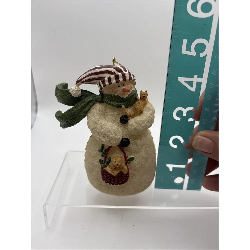 Vtg~RAZ Imports~Deb Strain~Winter Christmas Snowman with Kittens‎ Cats Ornament